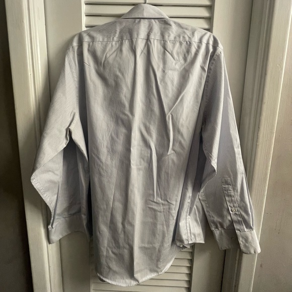 Calvin Klein Stretch Slim Fit Blue Pinstripe Oxford ButtonDown,Size 17 32/33 - Picture 6 of 6